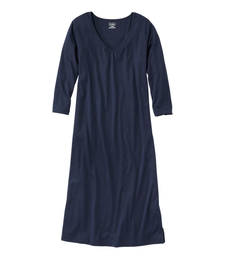 Women's Supima® Cotton Nightgown, V-Neck Three-Quarter-Sleeve - US 6636