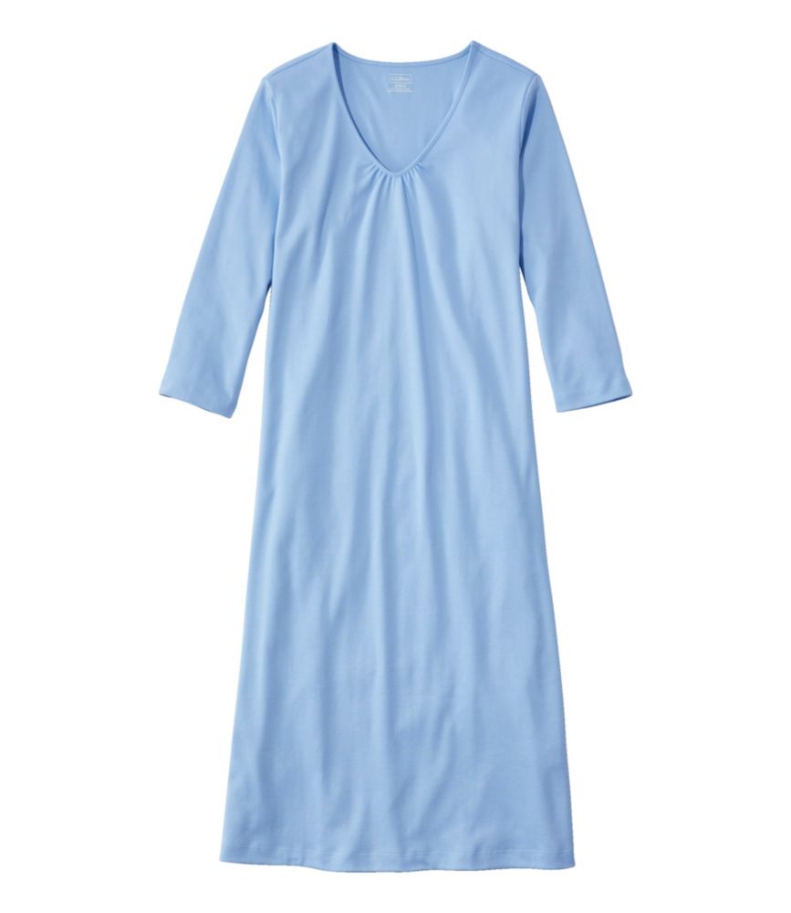 Women's Supima® Cotton Nightgown, V-Neck Three-Quarter-Sleeve - US 5928