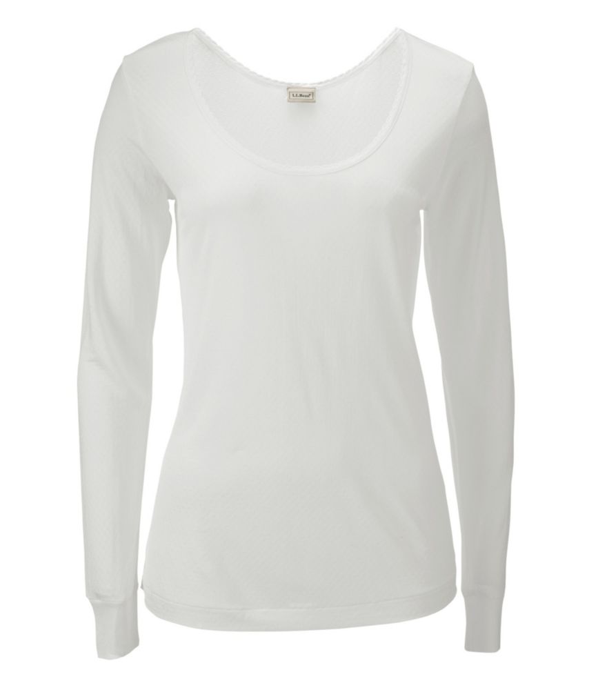 Women's Silk Pointelle, Long-Sleeve Scoopneck - US 3645