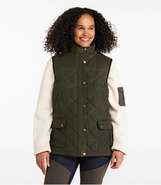 Women's L.L.Bean Upcountry Waxed Cotton Down Vest - US 7169
