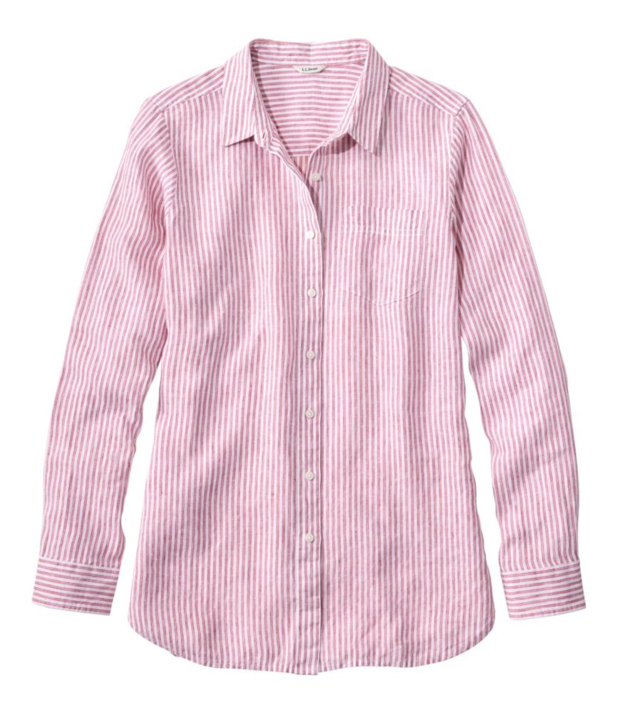 Women's Premium Washable Linen Shirt, Tunic Stripe - US 8596