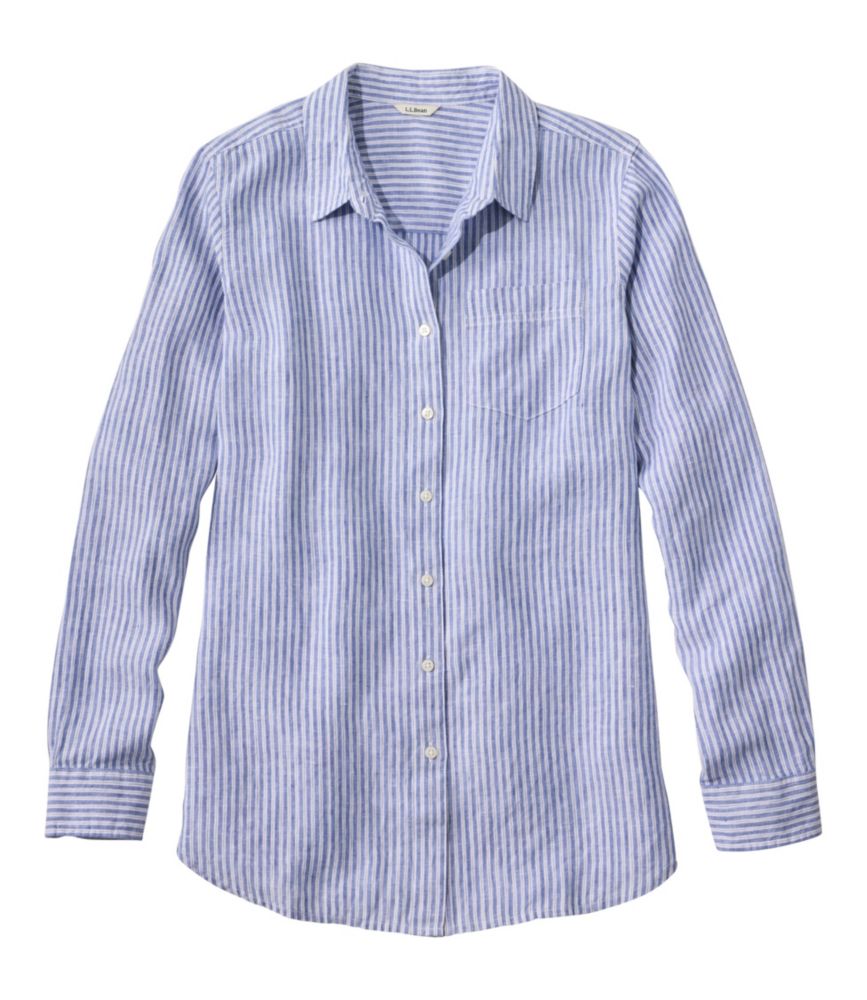 Women's Premium Washable Linen Shirt, Tunic Stripe - US 1456