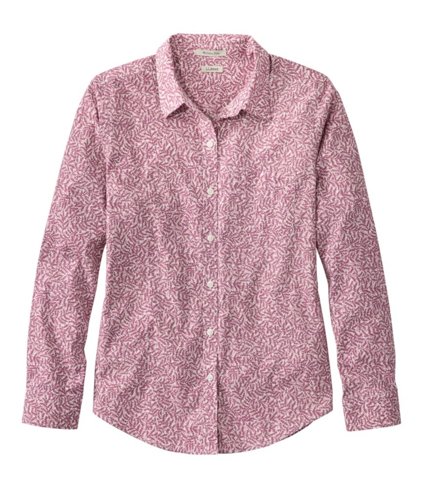 Women's Wrinkle-Free Pinpoint Oxford Shirt, Relaxed Fit Long-Sleeve Print - US 9583
