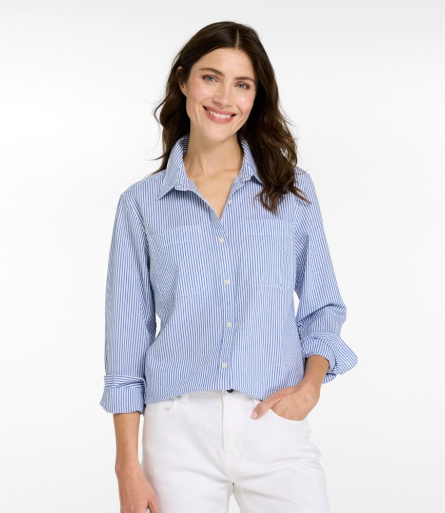 Women's Vacationland Seersucker Shirt, Long-Sleeve - US 6835