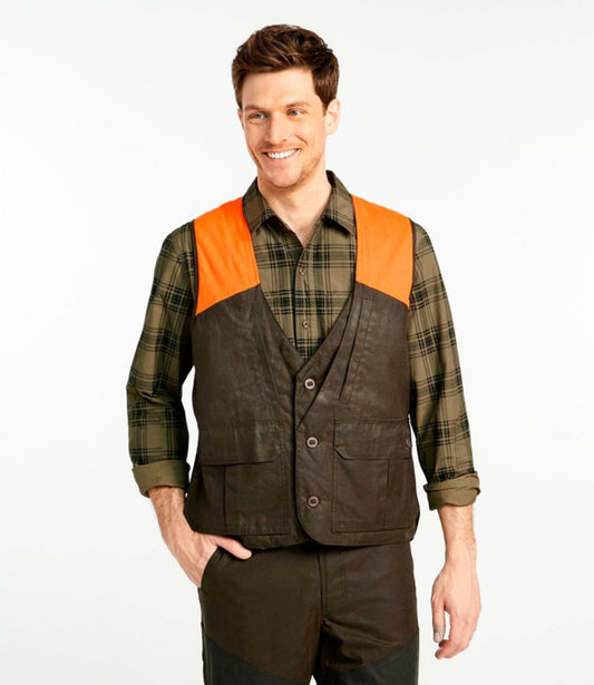 Men's Double L Waxed-Cotton Upland Vest, Hunter Orange - US 2981