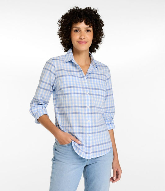 Women's Vacationland Seersucker Shirt, Long-Sleeve Plaid - US 3402