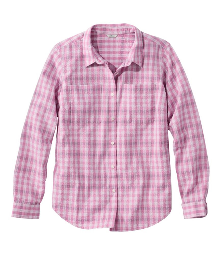 Women's Vacationland Seersucker Shirt, Long-Sleeve Plaid - US 7461