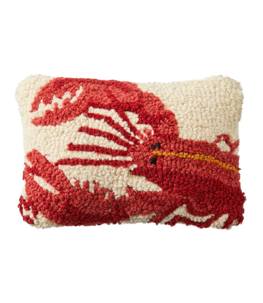 Wool Hooked Throw Pillow, Lobster, 8" x 12" - US 8649