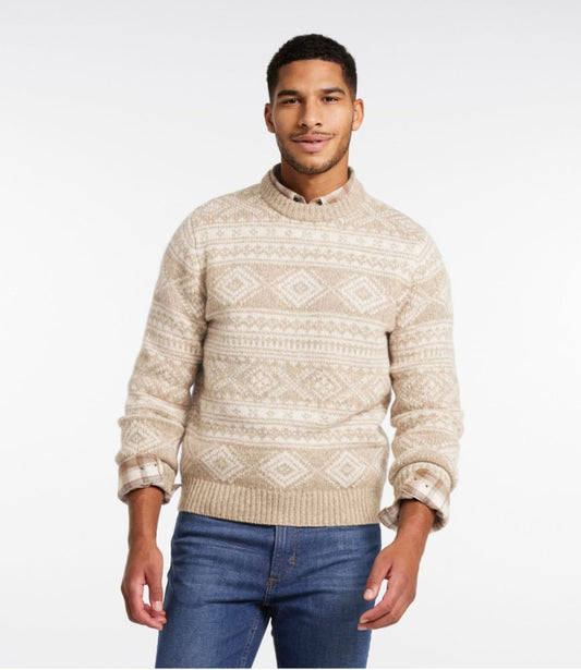 Men's Bean's Classic Ragg Wool Sweater, Crewneck, Fair Isle - US 3222