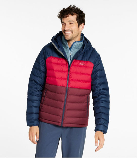 Men's Bean's Down Hooded Jacket, Colorblock - US 9640