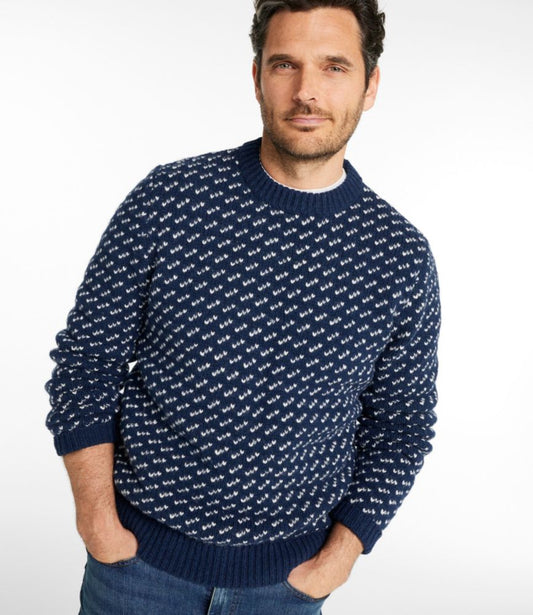 Men's Bean's Classic Ragg Wool Sweater, Crewneck, Bird's-Eye - US 2182
