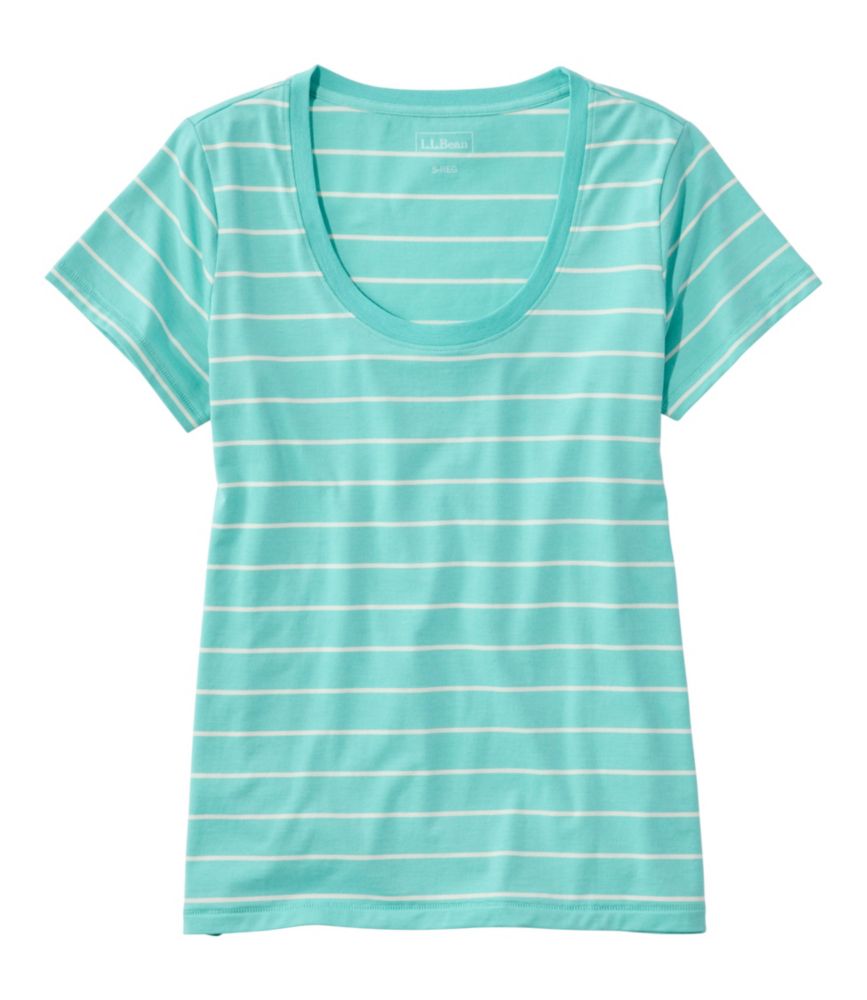 Women's Soft Stretch Supima-Blend Tee, Scoopneck Short-Sleeve Stripe - US 1953