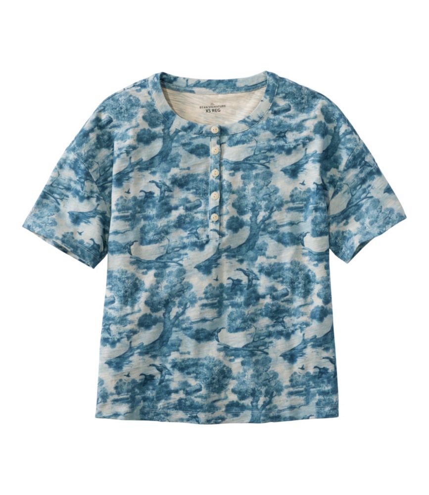 Women's Signature Slub Tee, Short-Sleeve Henley Novelty - US 0052
