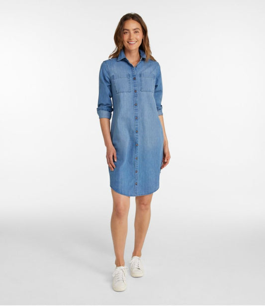 Women's L.L. Bean Heritage Washed Denim Shirt Dress - US 5047