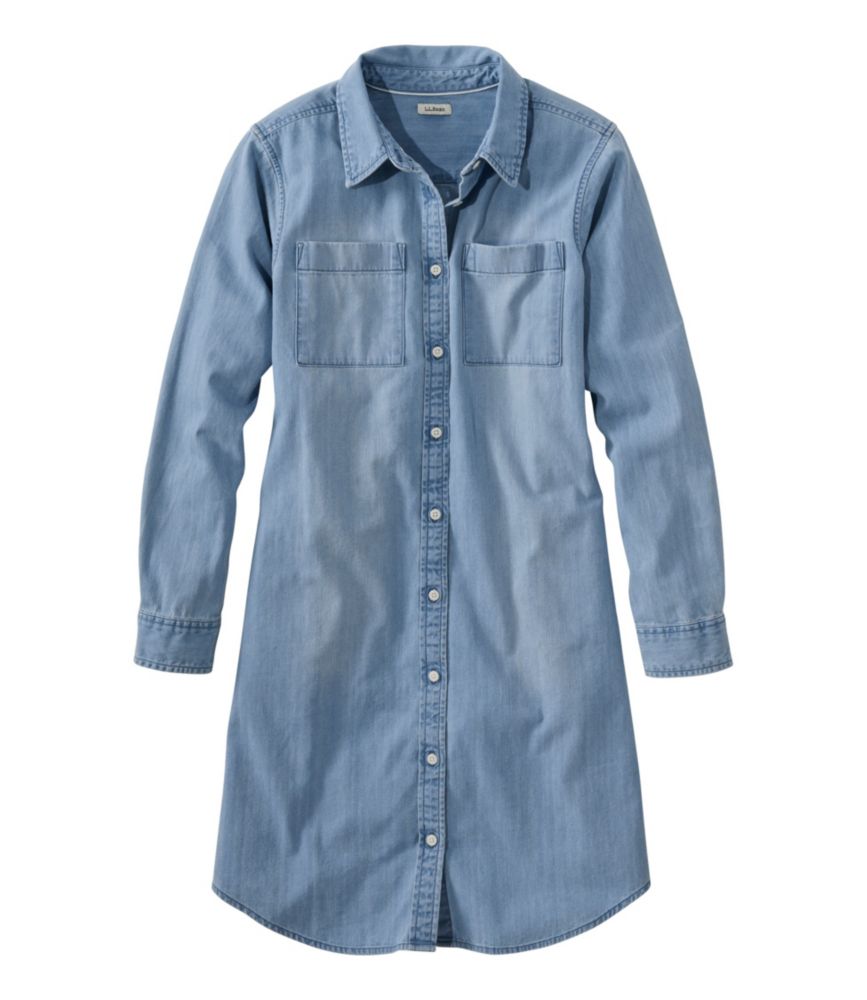 Women's L.L. Bean Heritage Washed Denim Shirt Dress - US 4442