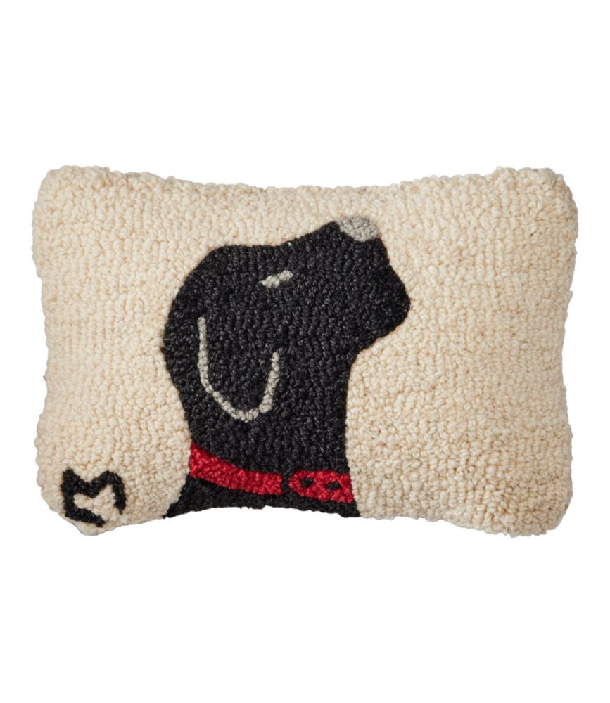 Wool Hooked Throw Pillow, Black Labrador, 8" x 12" - US 7008