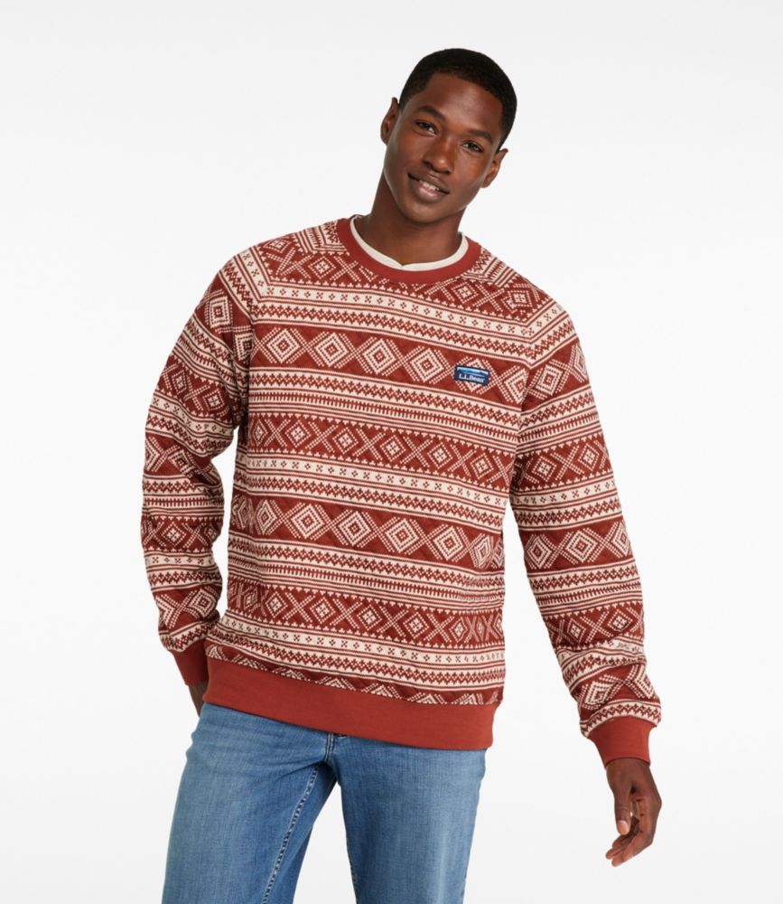 Men's Bean's Quilted Sweatshirt, Crewneck, Print - US 4768