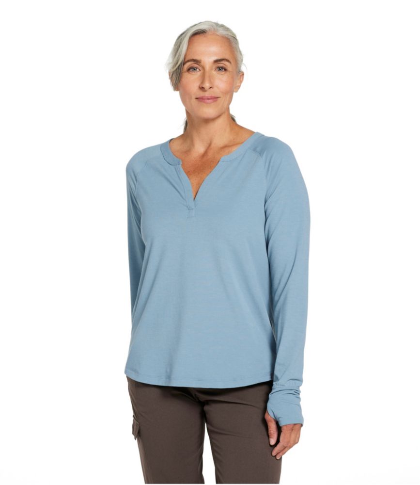 Women's Ribbed Performance Tee, Long-Sleeve Splitneck - US 4130