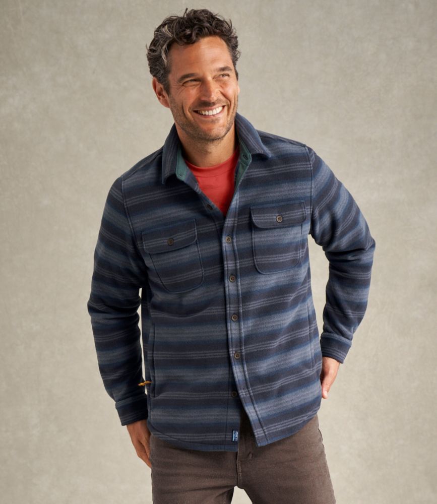 Men's Bean's Mariner Fleece Shirt, Print - US 3839