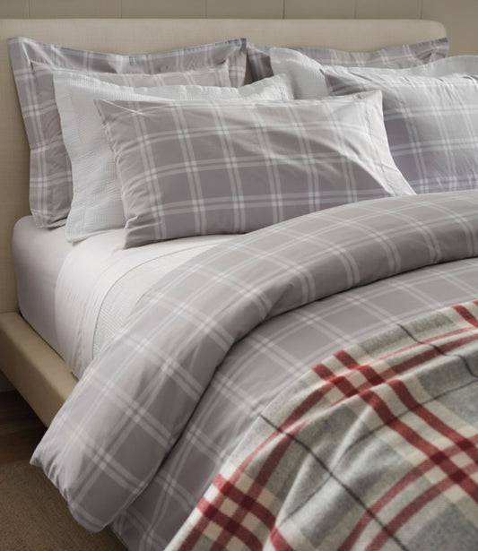 280-Thread-Count Pima Cotton Percale Comforter Cover Collection, Windowpane - US 7064