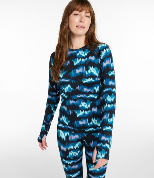 Women's L.L.Bean Heavyweight Base Layer Crew Top, Print - US 3996