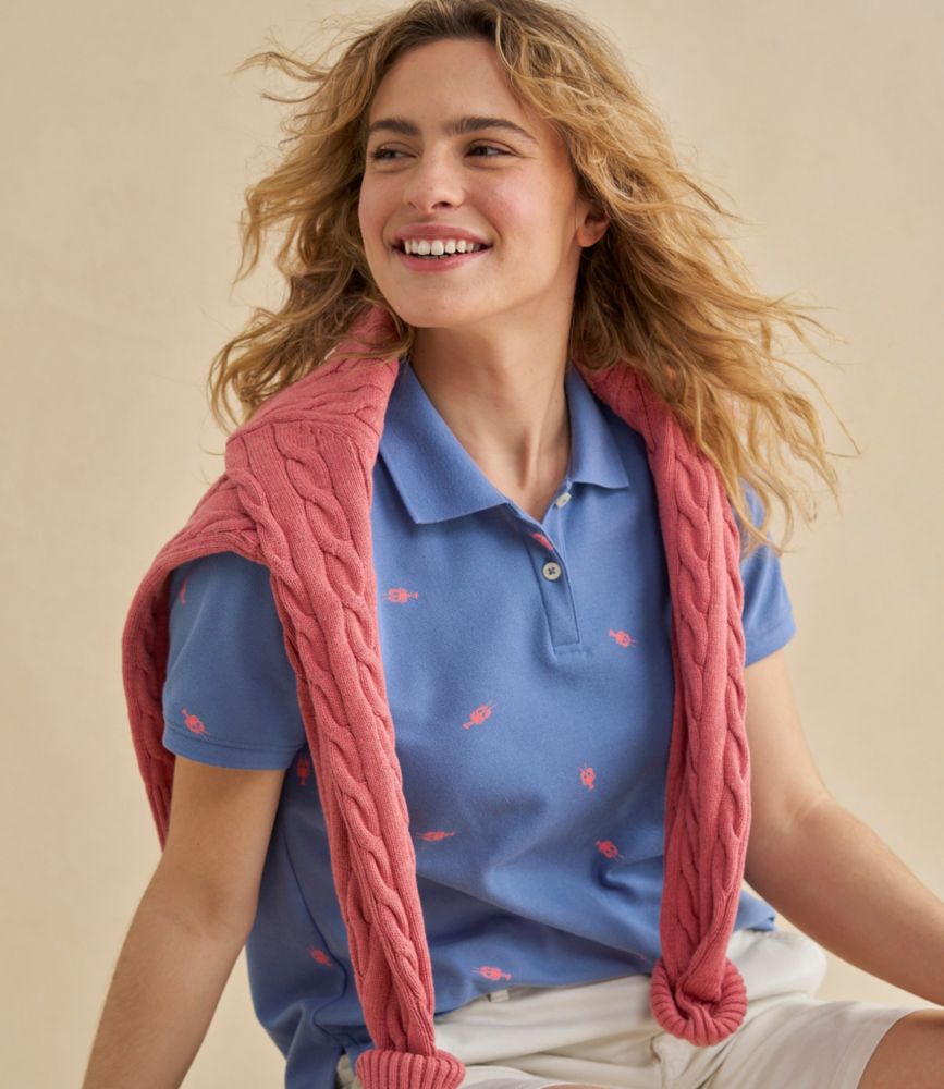 Women's Premium Double L Polo, Short-Sleeve Relaxed Fit Novelty - US 8808