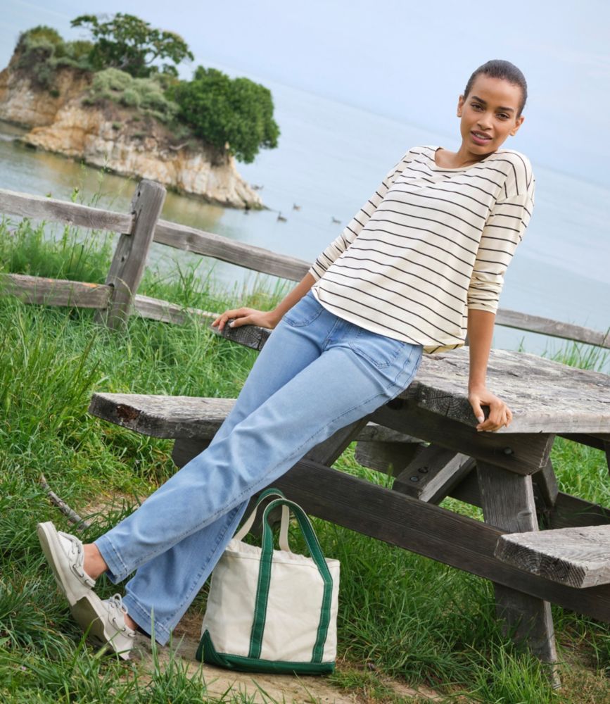 Women's L.L.Bean Go-Anywhere Jeans, Mid-Rise Patch Pocket Wide Straight-Leg - US 2375
