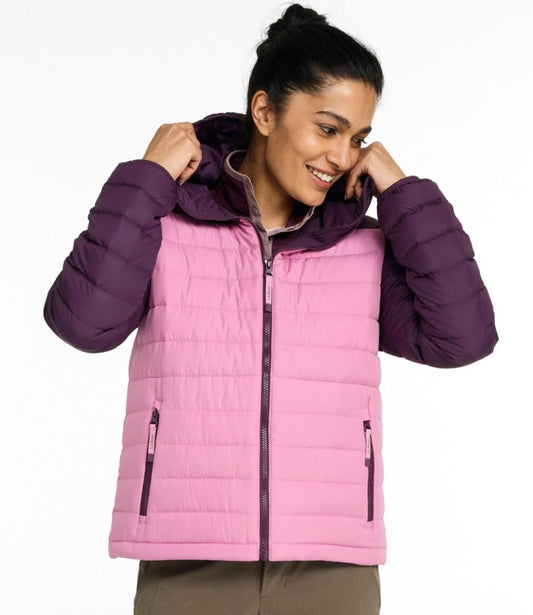 Women's Access Down Hooded Puffer, Colorblock - US 4322