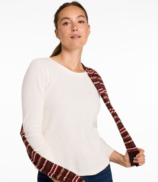 Women's Waffle-Knit Top, Long-Sleeve Jewelneck - US 5174
