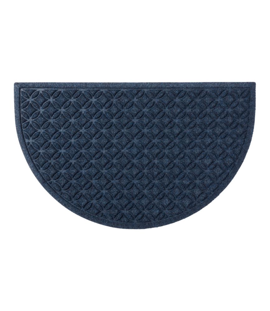 Heavyweight Recycled Waterhog Doormat, Half Round, Geometric Rings - US 3316