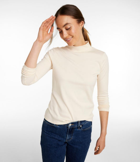 Women's Pima Cotton Tee, Long-Sleeve Mockneck - US 2025