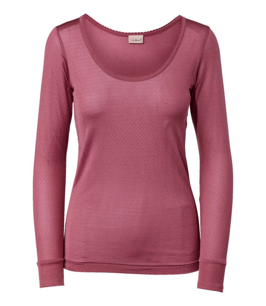 Women's Silk Pointelle, Long-Sleeve Scoopneck - US 5215
