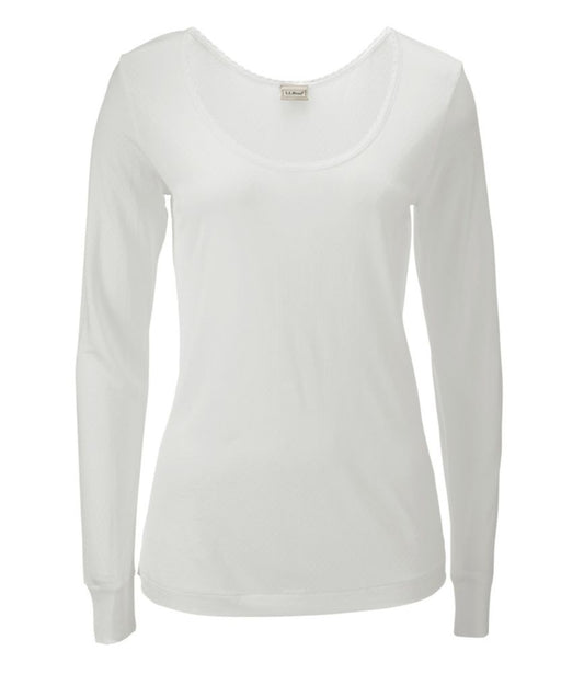 Women's Silk Pointelle, Long-Sleeve Scoopneck - US 3645