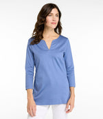 Women's Pima Cotton Tunic, Three-Quarter-Sleeve Splitneck - US 3560