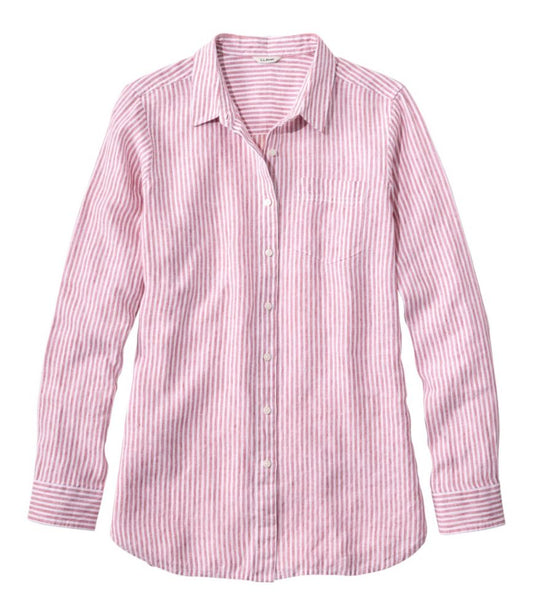 Women's Premium Washable Linen Shirt, Tunic Stripe - US 8596