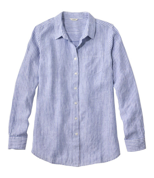Women's Premium Washable Linen Shirt, Tunic Stripe - US 1456