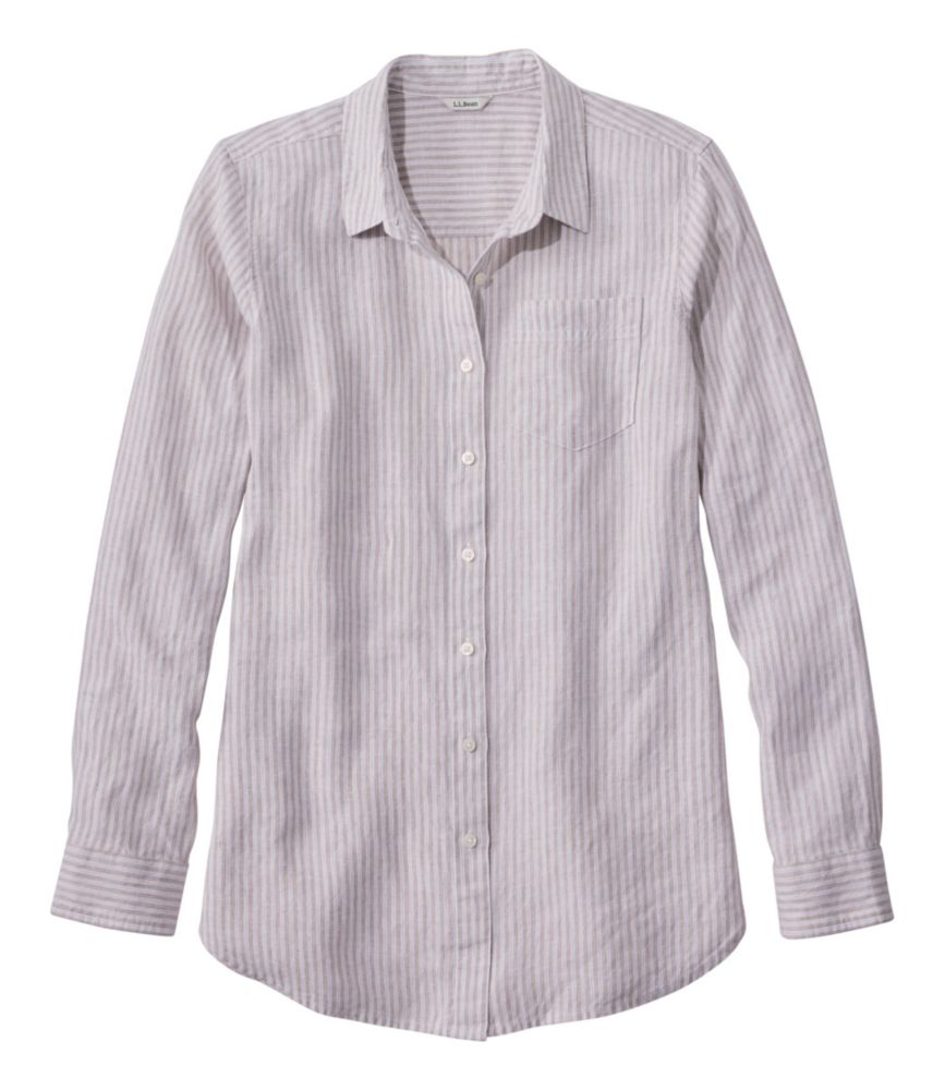 Women's Premium Washable Linen Shirt, Tunic Stripe - US 9862