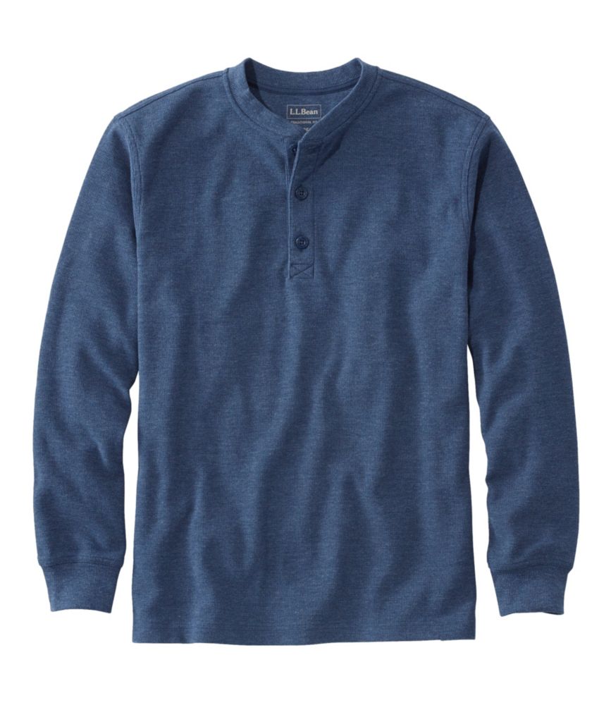 Men's Unshrinkable Mini-Waffle Henley, Long-Sleeve Traditional Fit - US 0725