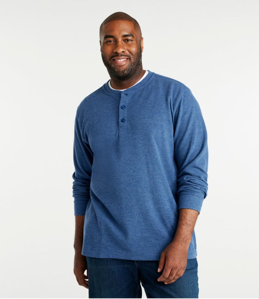 Men's Unshrinkable Mini-Waffle Henley, Long-Sleeve Traditional Fit - US 0725