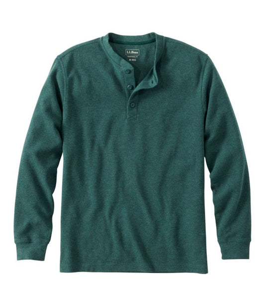 Men's Unshrinkable Mini-Waffle Henley, Long-Sleeve Traditional Fit - US 3468