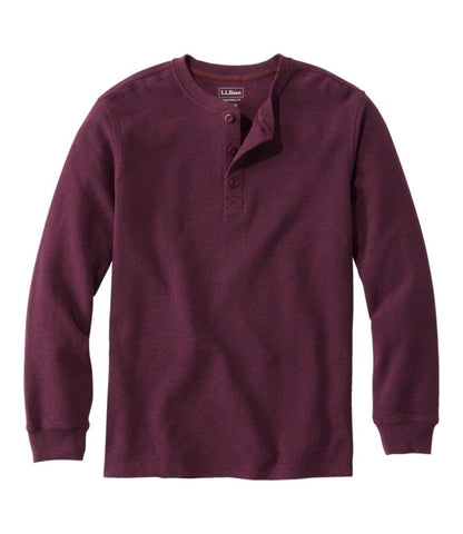 Men's Unshrinkable Mini-Waffle Henley, Long-Sleeve Traditional Fit - US 6684