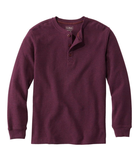 Men's Unshrinkable Mini-Waffle Henley, Long-Sleeve Traditional Fit - US 6684