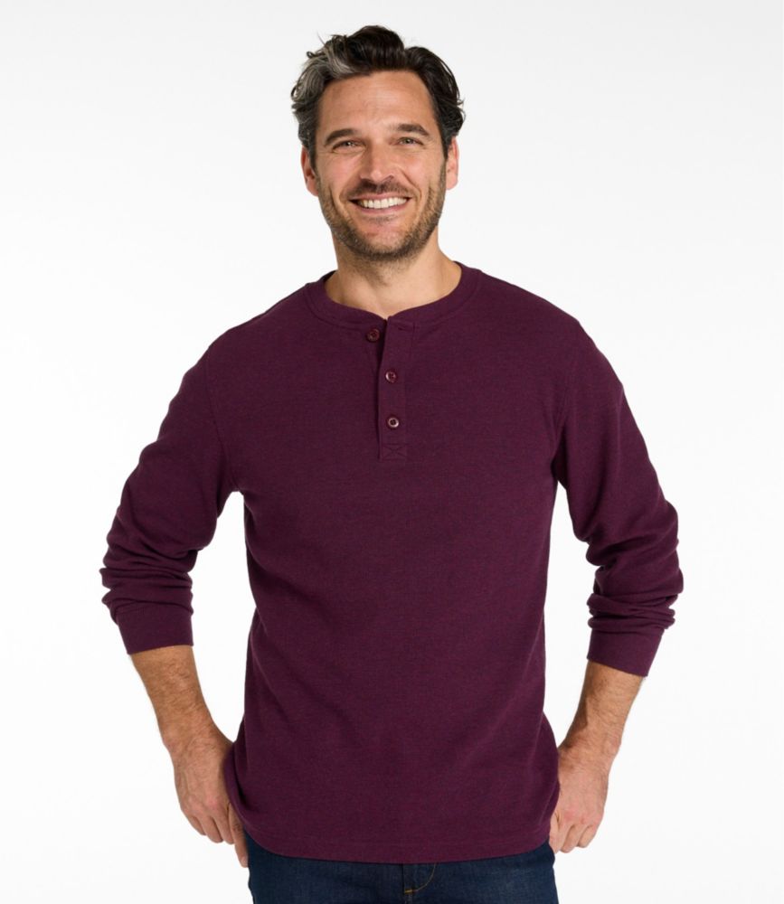 Men's Unshrinkable Mini-Waffle Henley, Long-Sleeve Traditional Fit - US 6684