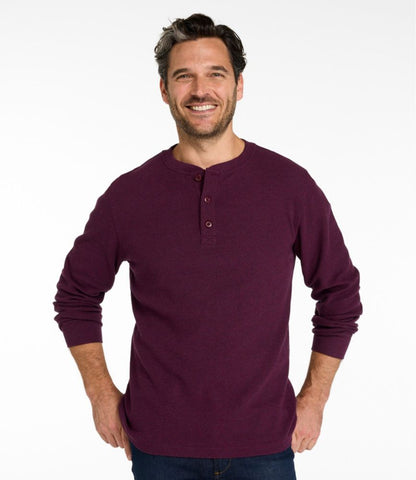 Men's Unshrinkable Mini-Waffle Henley, Long-Sleeve Traditional Fit - US 6684