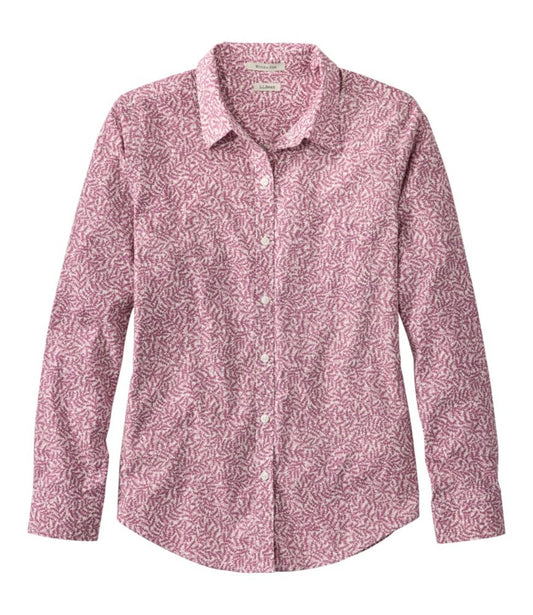 Women's Wrinkle-Free Pinpoint Oxford Shirt, Relaxed Fit Long-Sleeve Print - US 9583