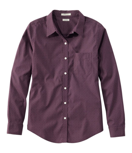 Women's Wrinkle-Free Pinpoint Oxford Shirt, Relaxed Fit Long-Sleeve Print - US 1100