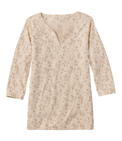 Women's Pima Cotton Tunic, Three-Quarter-Sleeve Splitneck Print - US 1957
