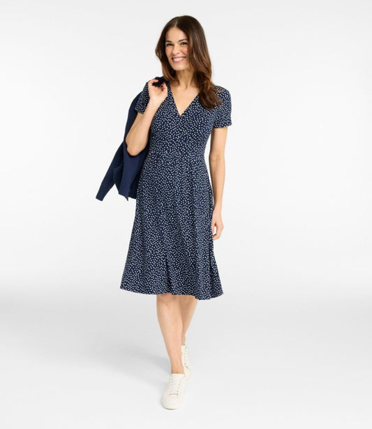 Women's Summer Knit Dress, Short-Sleeve Print - US 0588