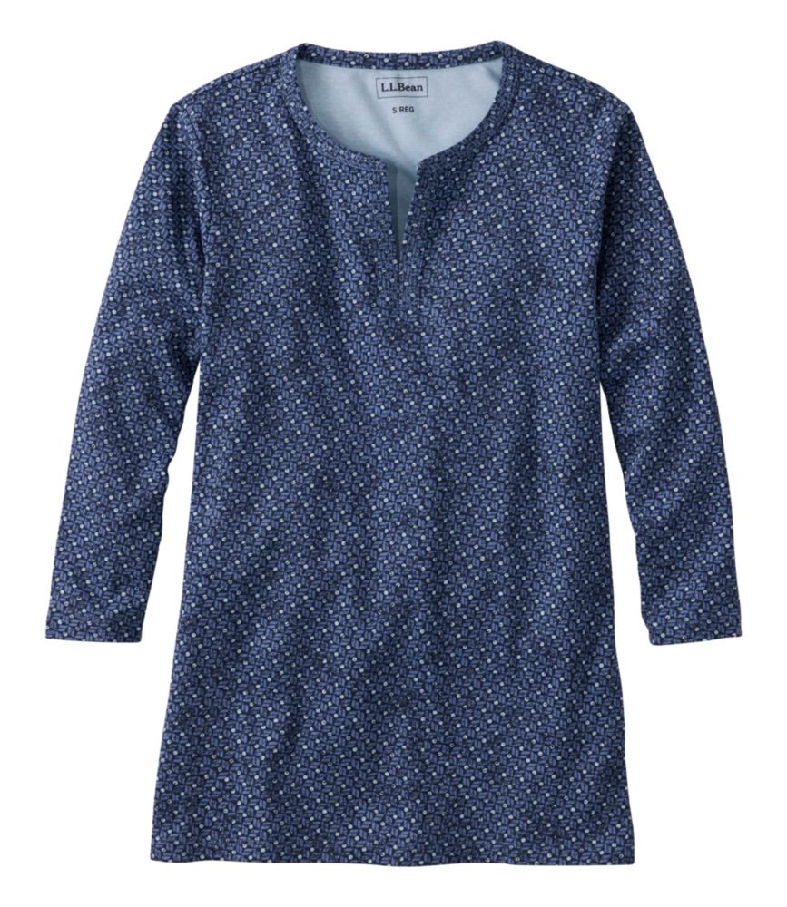 Women's L.L.Bean Tee, Three-Quarter-Sleeve Splitneck Tunic Print - US 4909