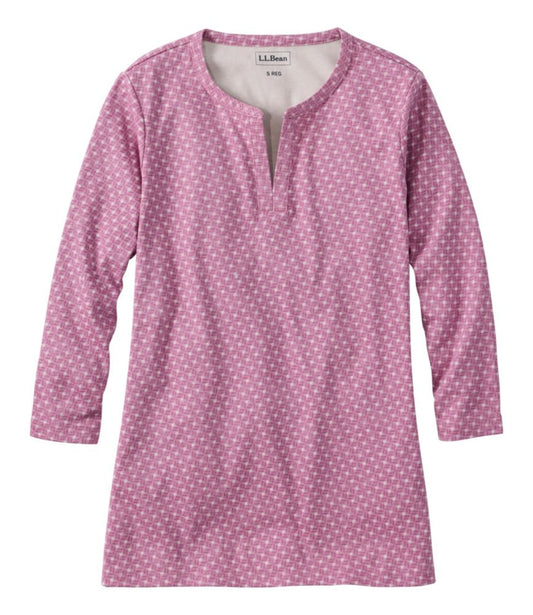 Women's L.L.Bean Tee, Three-Quarter-Sleeve Splitneck Tunic Print - US 3102